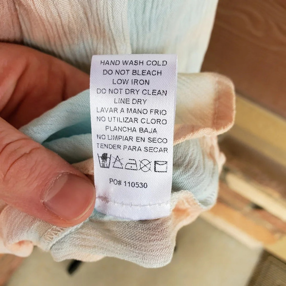 Staccato Women's Peach and Light Blue Watercolor Tie-Dye Sleeveless Blouse NWOT - Picture 10 of 10